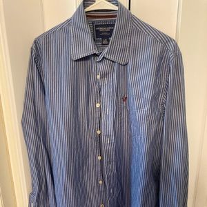 American Eagle Blue Striped Mens Shirt